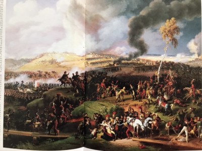 Das berühmte Gemälde von Lejeune „La Bataille de Moskowa“ Hier hat Lejeune den Tod des Sohnes verewigt. Unten rechts zu sehen. Quelle: Napoleon 1812 La campagne de Ruisse von Tranie/ Carminiani.
