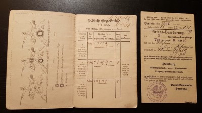 Sein Schiessbuch, sowie seine Kriegsbeorderung 1914
